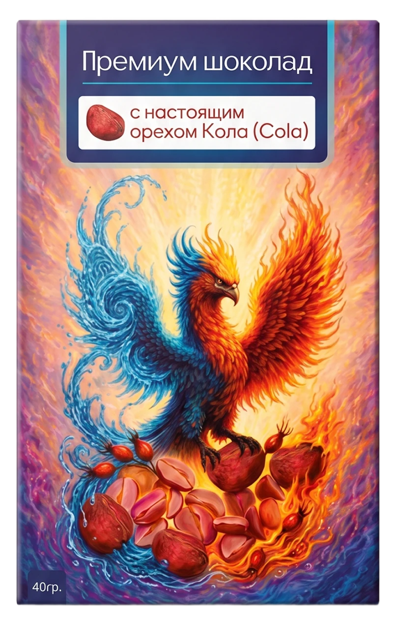 Шоколад с настоящим орехом Кола